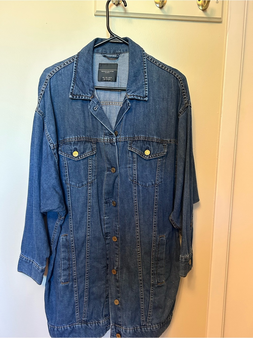 Zara Long Blue Denim Jacket
